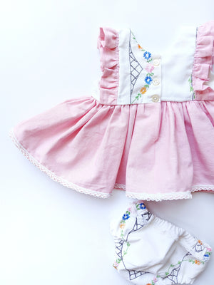 "Brenna" Flutter Sleeve Dress + Bloomers set- Size 0/3 Months