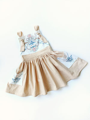 Polly" Embroidered Pinafore Dress- Size 3/4T
