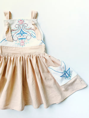 Polly" Embroidered Pinafore Dress- Size 3/4T
