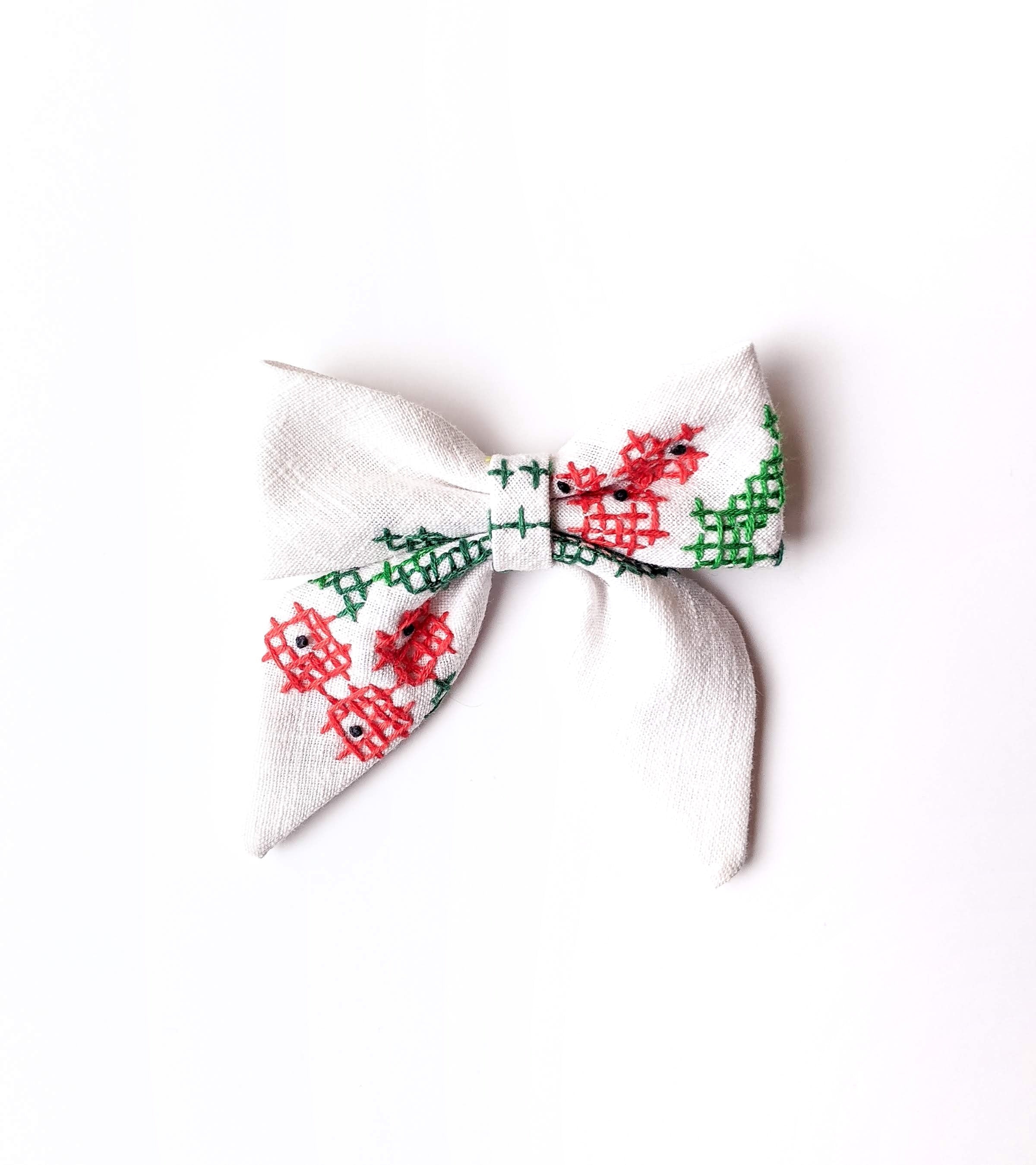 Holly Embroidered Bow