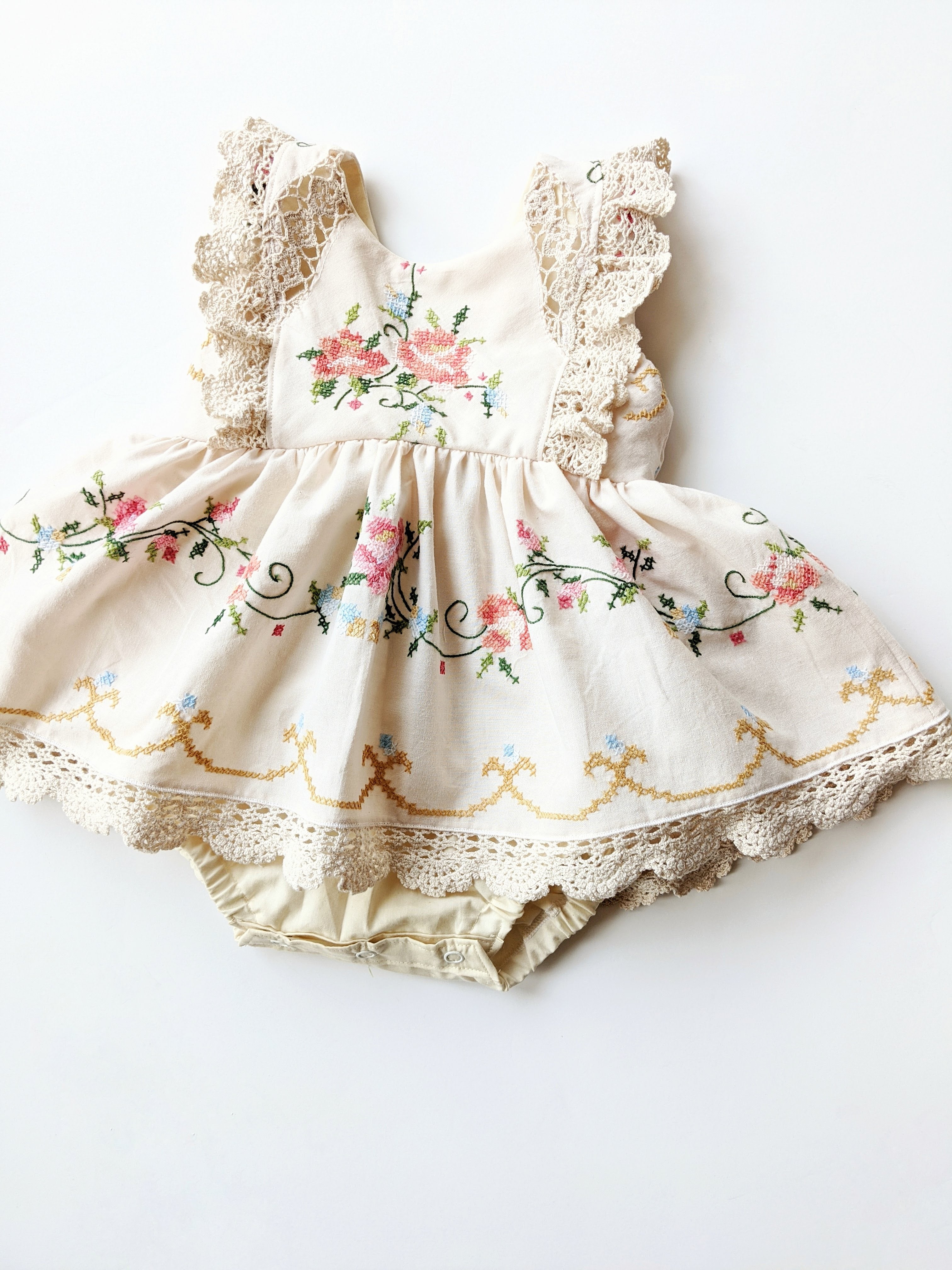 "Rosalie" Embroidered Skirted Romper- Size 2T