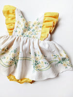 Yellow Daisy Embroidered Skirted Romper- Size 12/18 Months