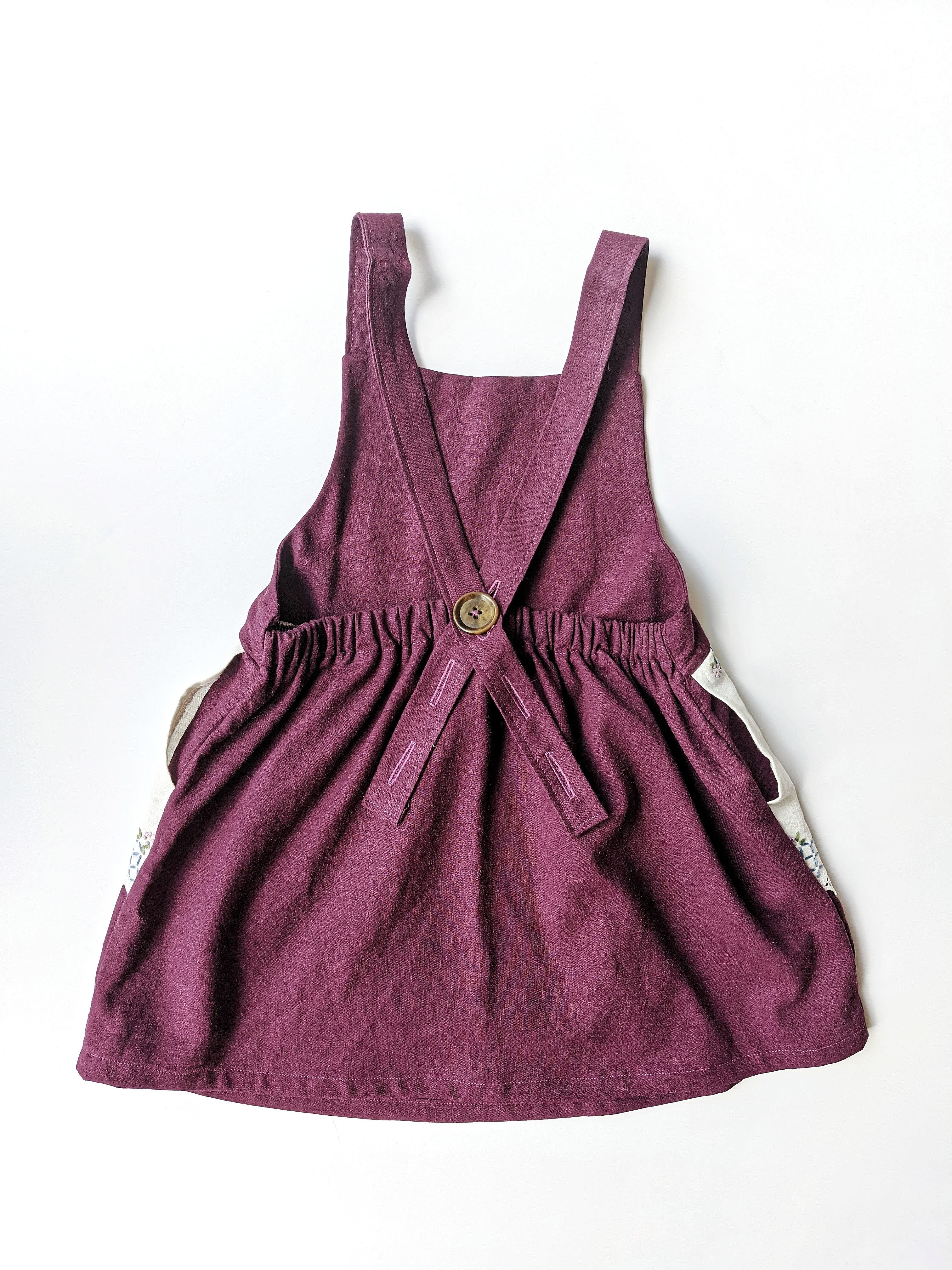 Embroidered Pocket Pinafore Dress- Size 4/5T