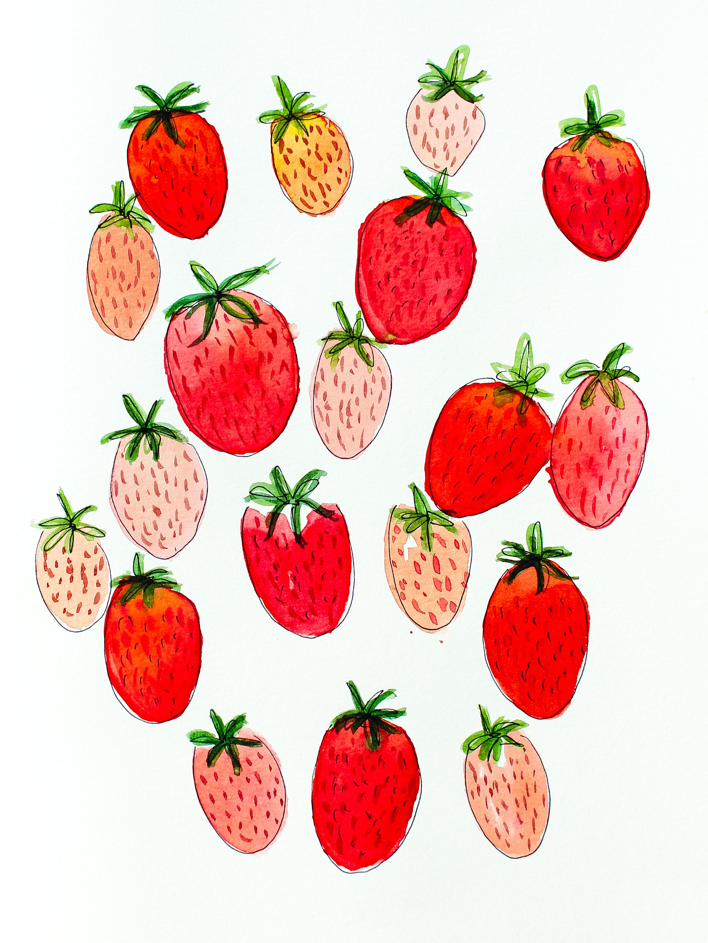 Watercolor Strawberries Digital Download