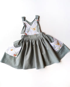 "Mariposa III" Embroidered Pinafore Dress- Size 4/5T