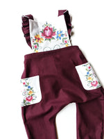 "Ella" Embroidered Flutter Overalls- Size 4T