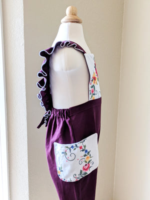 "Ella" Embroidered Flutter Overalls- Size 4T