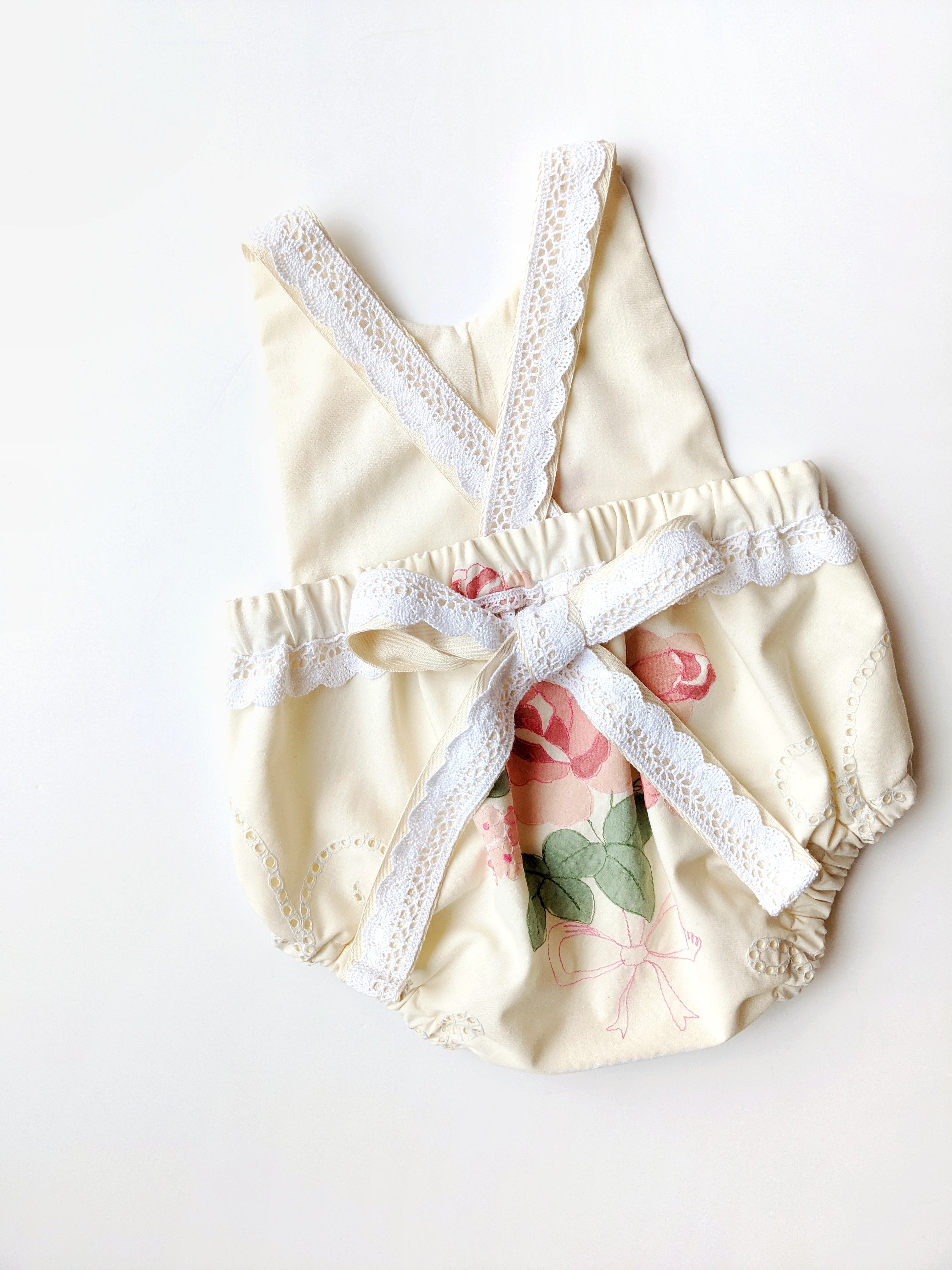 "Natalie" Embroidered Romper- Size 9/12 Months
